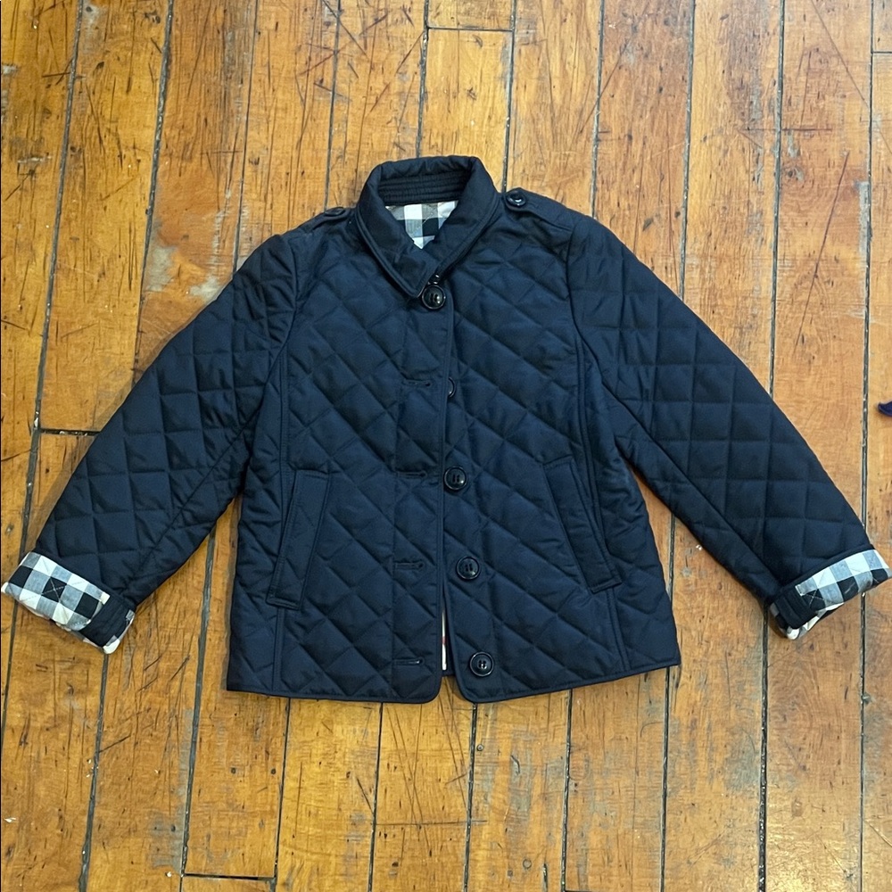 Burberry Beige Black Quilted Kids Childrens Youth Jacket 8 Years